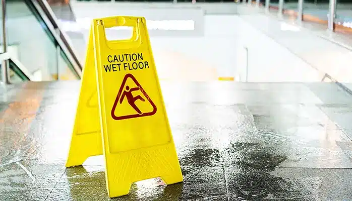 a wet floor sign