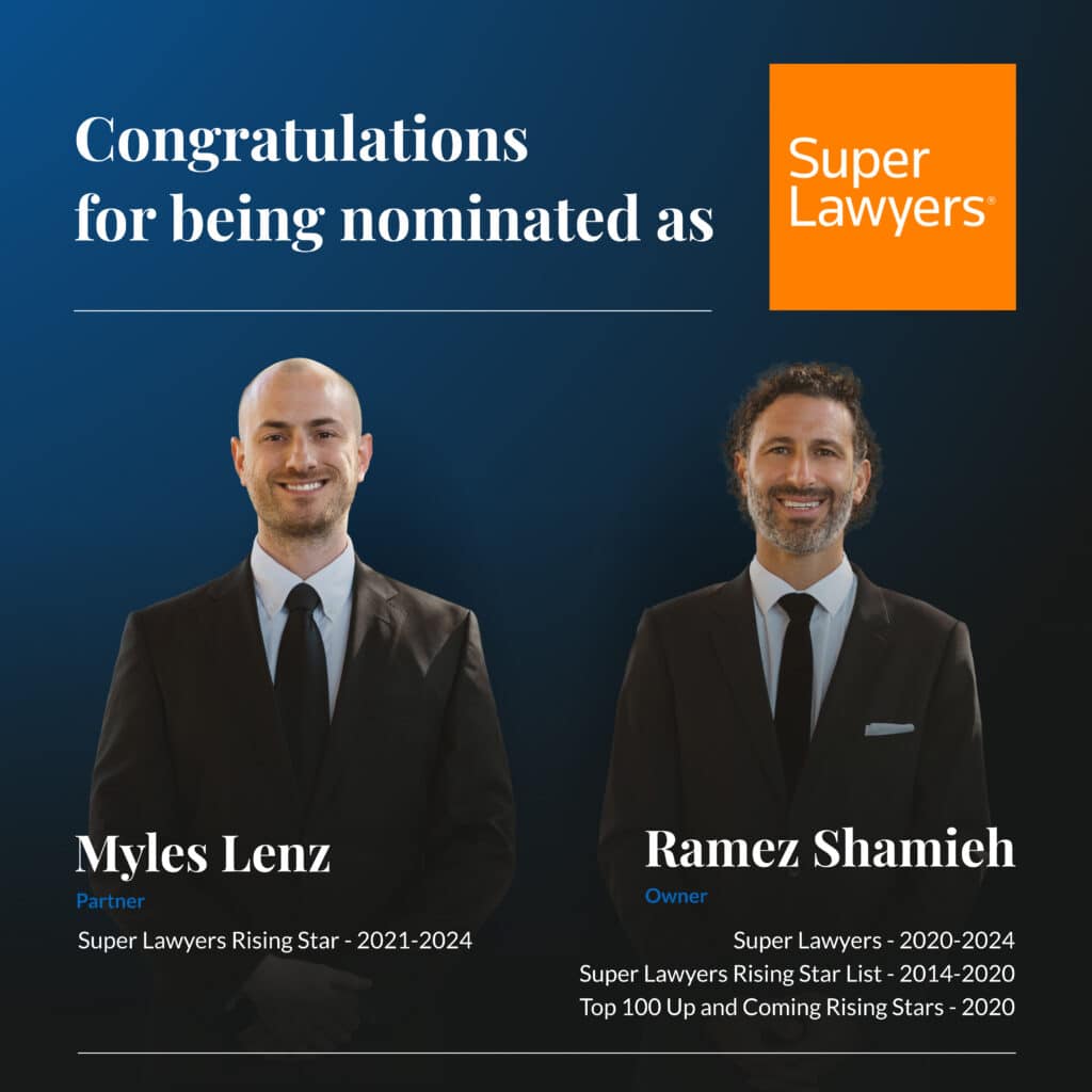 Owner Ramez Shamieh and Partner Myles Lenz were recognized by Super Lawyers 2024