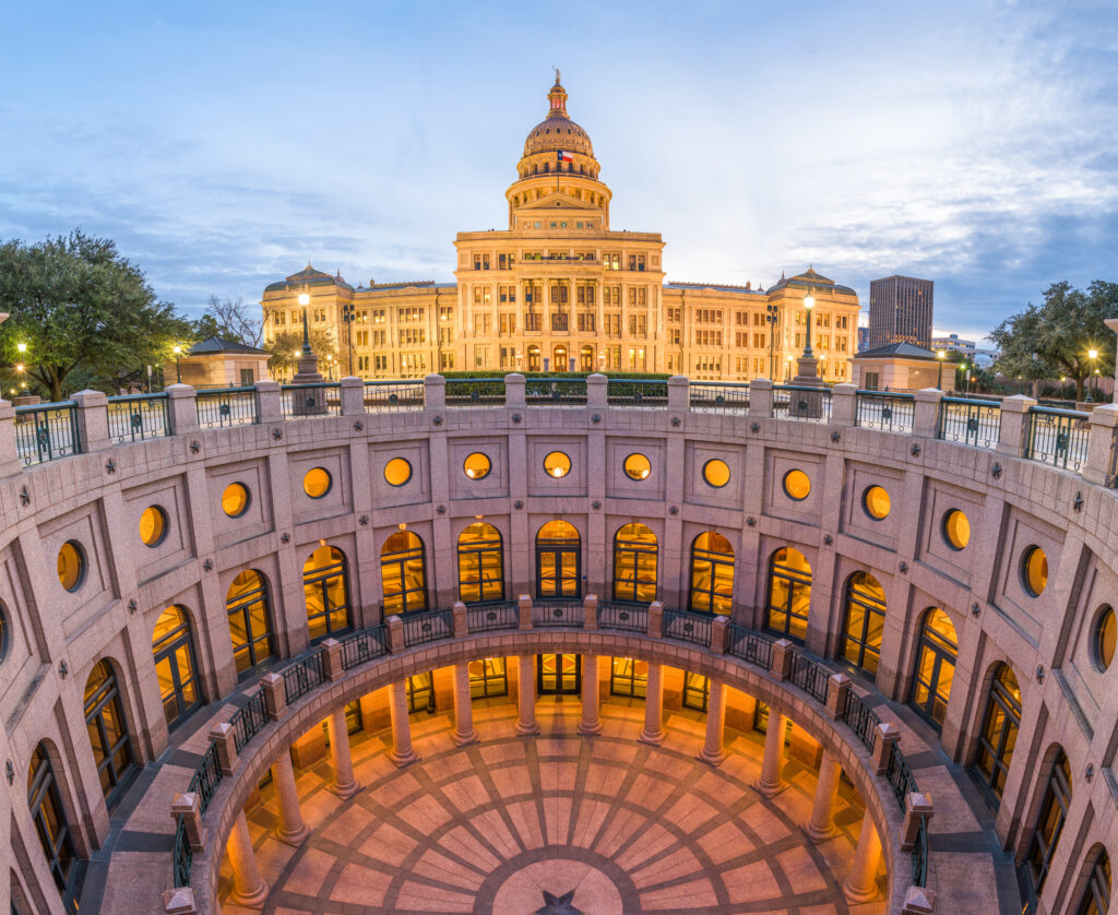 Austin, Texas, USA at the Texas State Capitol fish-eye lens view