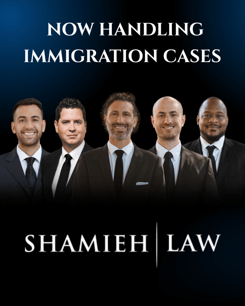 We're Proud to Handle Immigration Cases with all 5 attorneys Shamieh Law logo