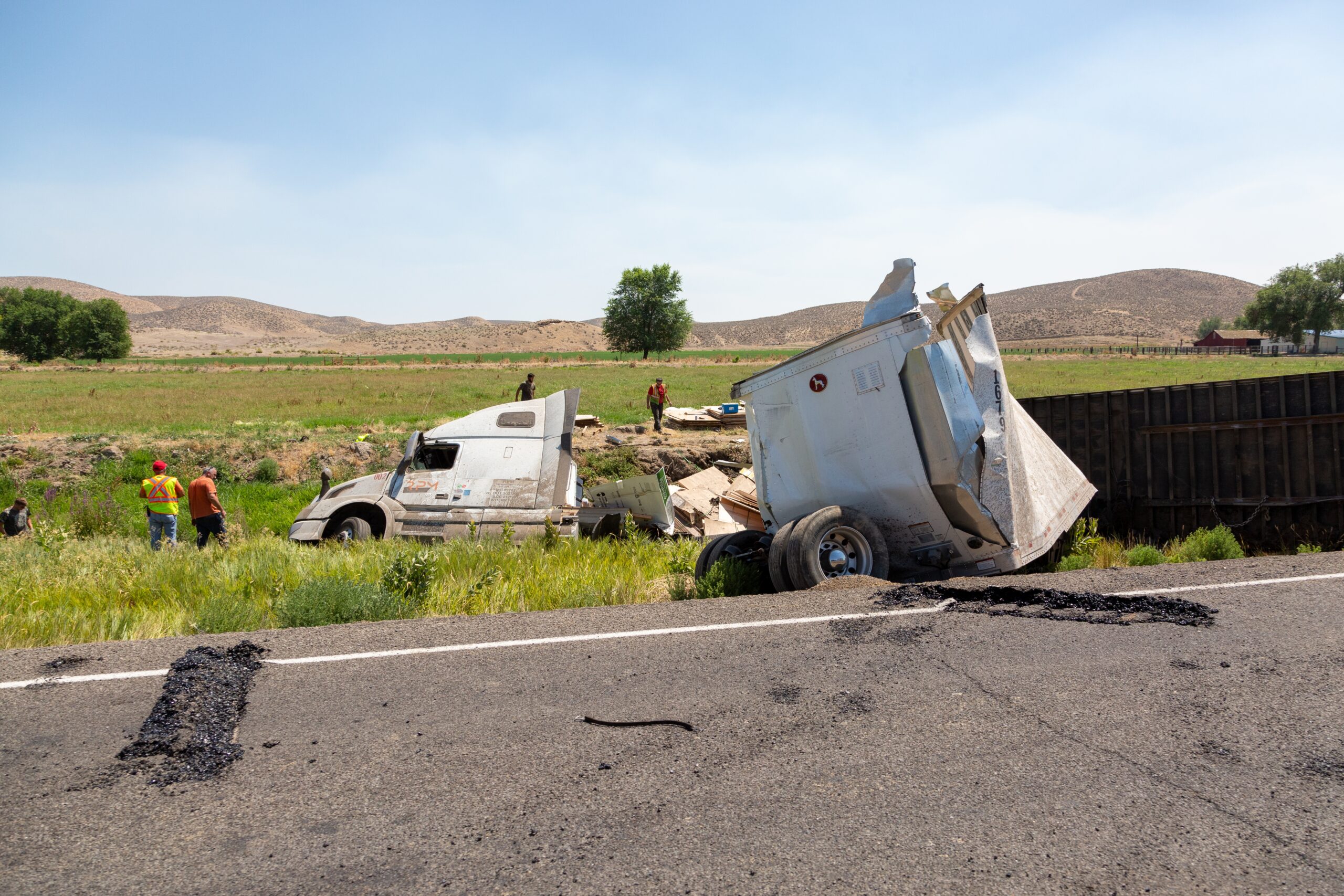 A truck accident scene